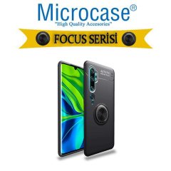 Microcase Xiaomi Mi Note 10 Pro Focus Serisi Yüzük Standlı Silikon Kılıf - Siyah