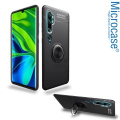 Microcase Xiaomi Mi Note 10 Pro Focus Serisi Yüzük Standlı Silikon Kılıf - Siyah