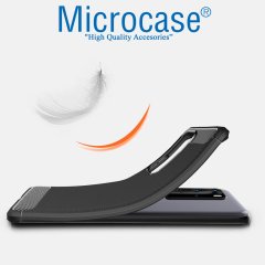 Microcase Huawei P40 Pro Brushed Carbon Fiber Silikon Kılıf - Siyah