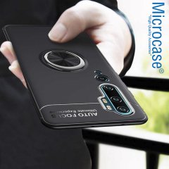 Microcase Xiaomi Mi Note 10 Pro Focus Serisi Yüzük Standlı Silikon Kılıf - Siyah