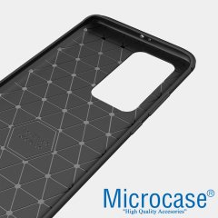 Microcase Huawei P40 Pro Brushed Carbon Fiber Silikon Kılıf - Siyah