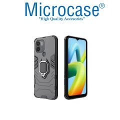 Microcase Xiaomi Poco C51 Batman Serisi Yüzük Standlı Armor Kılıf - Siyah AL3349