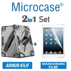 Microcase iPad 5 / AIR 2 3 4 Armor Standlı Kılıf - SİYAH + FİLM