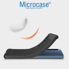 Microcase Xiaomi Mi 10 Brushed Carbon Fiber Silikon Kılıf - Siyah