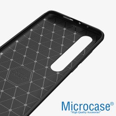 Microcase Xiaomi Mi 10 Brushed Carbon Fiber Silikon Kılıf - Siyah