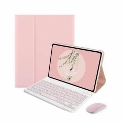 Microcase Samsung Galaxy Tab A7 T500 T505 T507 2020 10.4  Tablet ile uyumlu Bluetooth Klavye ve Mouse + Standlı Kılıf - BKK6 Pembe