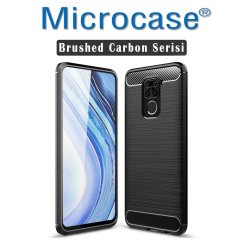 Microcase Xiaomi Redmi Note 9 Brushed Carbon Fiber Silikon Kılıf - Siyah