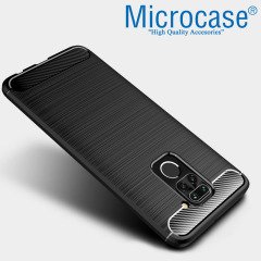 Microcase Xiaomi Redmi Note 9 Brushed Carbon Fiber Silikon Kılıf - Siyah