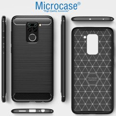 Microcase Xiaomi Redmi Note 9 Brushed Carbon Fiber Silikon Kılıf - Siyah