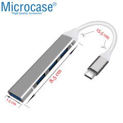 Microcase Type-C To USB 3.0 4 Port Çoklayıcı Hub Aluminyum Slim Kasa - AL3049