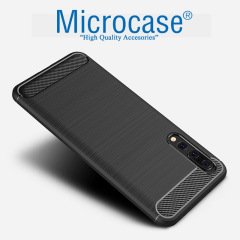 Huawei P20 Pro Brushed Carbon Fiber Silikon TPU Kılıf + Cam
