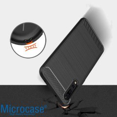 Huawei P20 Pro Brushed Carbon Fiber Silikon TPU Kılıf + Cam