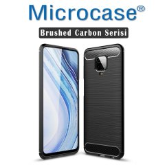 Microcase Xiaomi Redmi Note 9S - Redmi Note 9 - Redmi Note 9 Pro Max Brushed Carbon Fiber Silikon Kılıf - Siyah