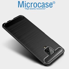 Microcase Xiaomi Redmi Note 9S - Redmi Note 9 - Redmi Note 9 Pro Max Brushed Carbon Fiber Silikon Kılıf - Siyah