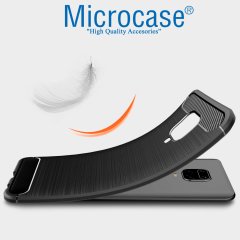 Microcase Xiaomi Redmi Note 9S - Redmi Note 9 - Redmi Note 9 Pro Max Brushed Carbon Fiber Silikon Kılıf - Siyah