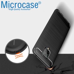 Microcase Xiaomi Redmi Note 9S - Redmi Note 9 - Redmi Note 9 Pro Max Brushed Carbon Fiber Silikon Kılıf - Siyah