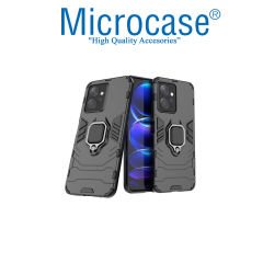 Microcase Xiaomi Redmi 12 4G Batman Serisi Yüzük Standlı Armor Kılıf - Siyah AL3349