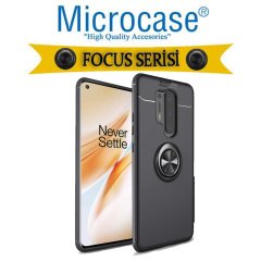Microcase OnePlus 8 Pro Focus Serisi Yüzük Standlı Silikon Kılıf - Siyah