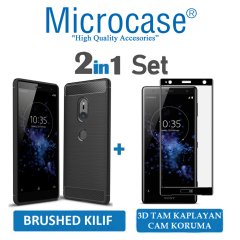 Microcase Sony Xperia XZ2 Brushed Silikon Kılıf + 3D Curved Cam