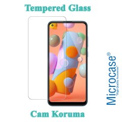 Microcase Samsung Galaxy A11 Brushed Carbon Fiber Silikon Kılıf - Siyah + Tempered Glass Cam Koruma