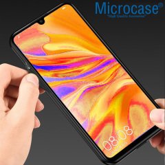 Microcase Oppo Reno Z Fabrik Serisi Kumaş ve Deri Desen Kılıf - Gri + Tempered Glass Cam Koruma