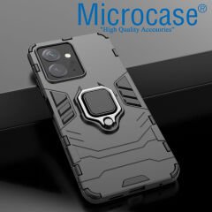 Microcase Xiaomi Redmi Note 12R pro Batman Serisi Yüzük Standlı Armor Kılıf - Siyah AL3349