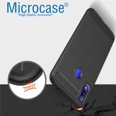 Xiaomi Redmi Note 7 Pro Brushed Kılıf + Tam Kaplayan Çerçeve Cam