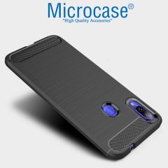 Xiaomi Redmi Note 7 Pro Brushed Kılıf + Tam Kaplayan Çerçeve Cam