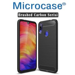Xiaomi Redmi Note 7 Pro Brushed Kılıf + Tam Kaplayan Çerçeve Cam