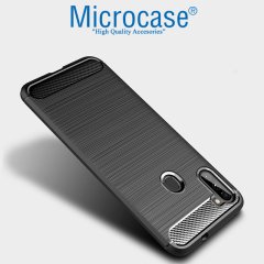 Microcase Samsung Galaxy A11 Brushed Carbon Fiber Silikon Kılıf - Siyah