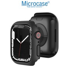 Microcase Apple Watch 7 41mm Önü Açık Sert Slim Rubber Kılıf - I7R2 Siyah