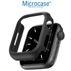 Microcase Apple Watch 7 41mm Önü Açık Sert Slim Rubber Kılıf - I7R2 Siyah
