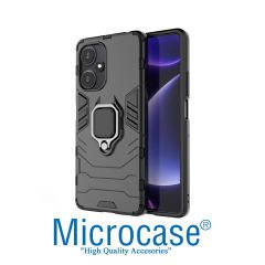 Microcase Xiaomi Redmi Note 12R Batman Serisi Yüzük Standlı Armor Kılıf - Siyah AL3349
