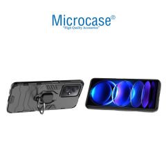 Microcase Xiaomi Redmi Note 12R Batman Serisi Yüzük Standlı Armor Kılıf - Siyah AL3349