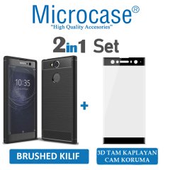 Microcase Sony Xperia XA2 Brushed Silikon Kılıf + 3D Curved Cam