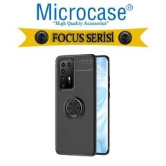 Microcase Huawei P40 Focus Serisi Yüzük Standlı Silikon Kılıf - Siyah