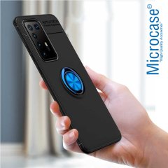 Microcase Huawei P40 Focus Serisi Yüzük Standlı Silikon Kılıf - Siyah
