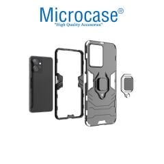 Microcase Xiaomi Redmi Note 12S 4G Batman Serisi Yüzük Standlı Armor Kılıf - Siyah AL3349