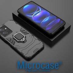 Microcase Xiaomi Redmi Note 12S 4G Batman Serisi Yüzük Standlı Armor Kılıf - Siyah AL3349