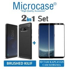 Microcase Samsung Note 8 Brushed Silikon Kılıf + 3D Curved Cam