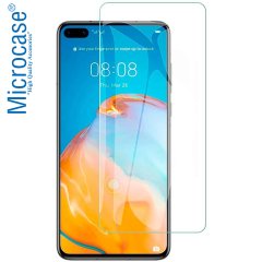 Microcase Huawei P40 Focus Serisi Yüzük Standlı Silikon Kılıf - Siyah + Tempered Glass Cam Koruma