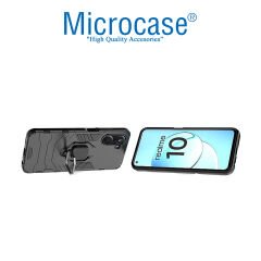 Microcase Realme 10 4G Batman Serisi Yüzük Standlı Armor Kılıf - Siyah AL3349