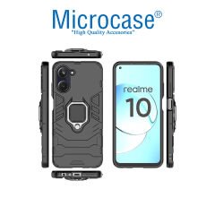 Microcase Realme 10 4G Batman Serisi Yüzük Standlı Armor Kılıf - Siyah AL3349