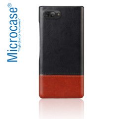 Microcase BlackBerry KEY2 DoubleColor Deri Kapl Sert Rubber Kılıf