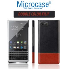 Microcase BlackBerry KEY2 DoubleColor Deri Kapl Sert Rubber Kılıf
