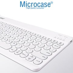 Microcase Tablet Telefon Bilgisayar için Yuvarlak Tuşlu Bluetooth Kablosuz Klavye Android iOS Windows Uyumlu - AL3048 Beyaz