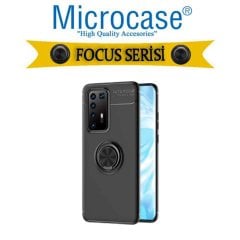 Microcase Huawei P40 Pro Focus Serisi Yüzük Standlı Silikon Kılıf - Siyah