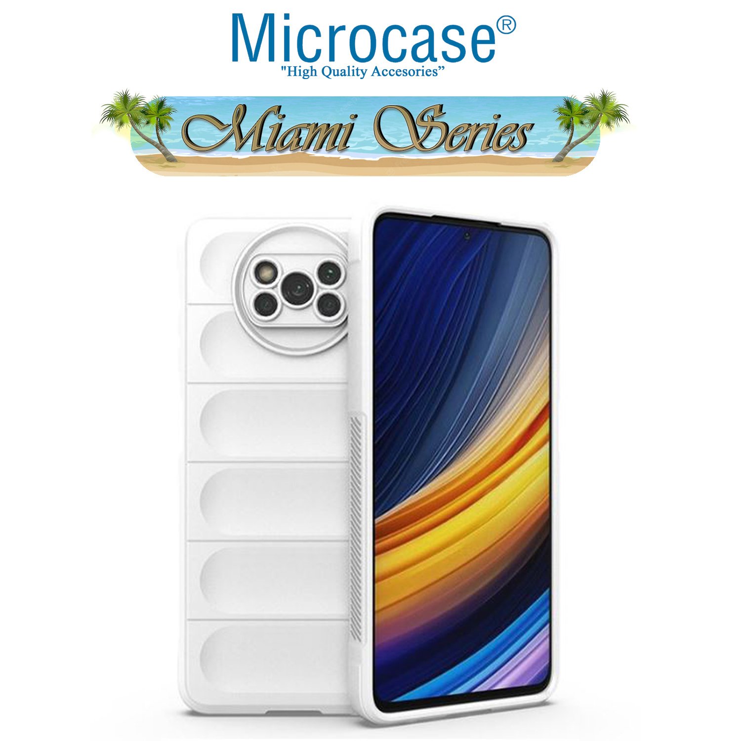 Microcase Xiaomi Poco X3 Nfc Miami Serisi Darbeye Dayanıklı Silikon Kılıf - Beyaz