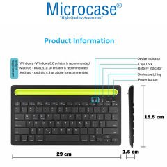 Microcase Tablet ve Telefon Koymalı Standlı Bluetooth Klavye - AL3047