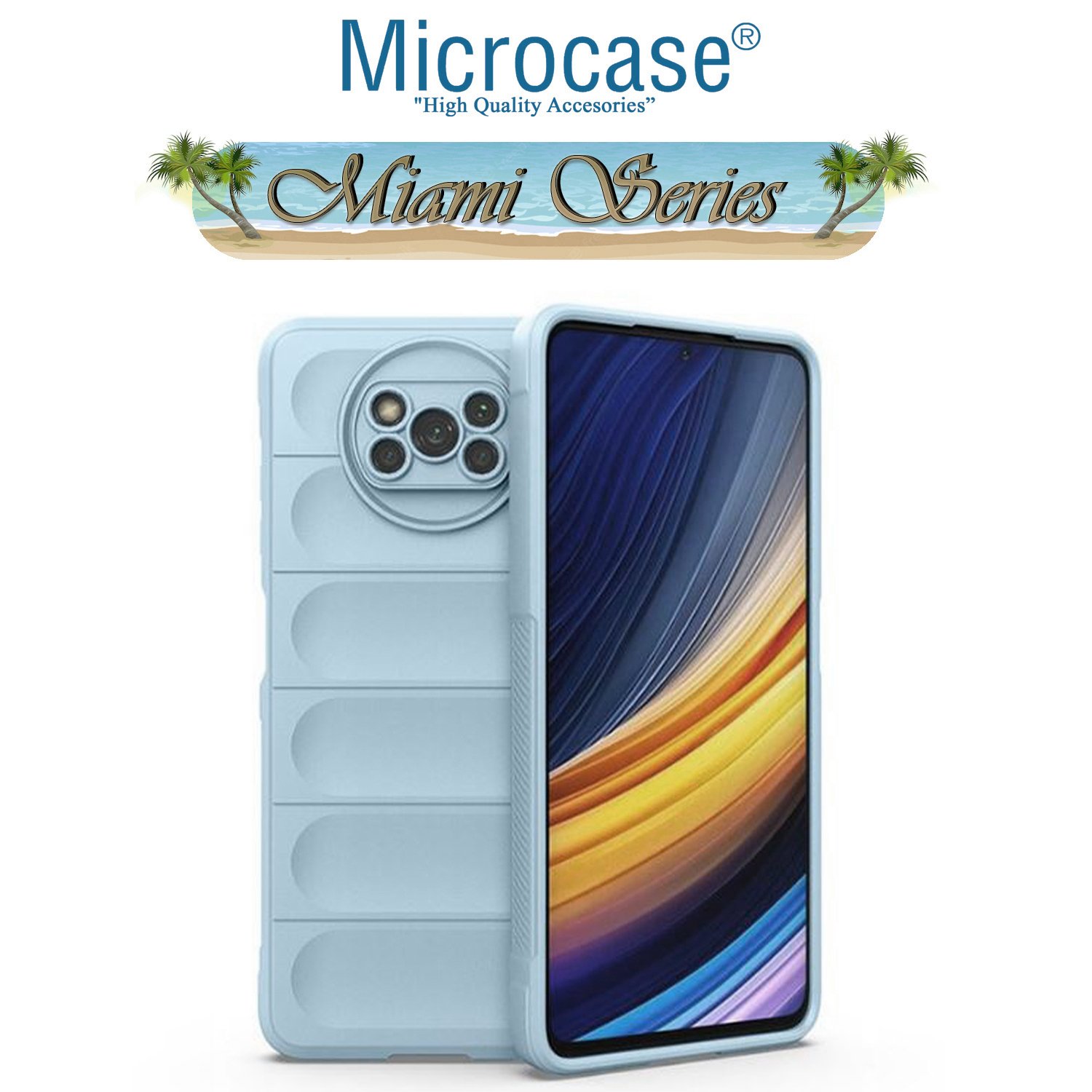 Microcase Xiaomi Poco X3 Nfc Miami Serisi Darbeye Dayanıklı Silikon Kılıf - Açık Mavi